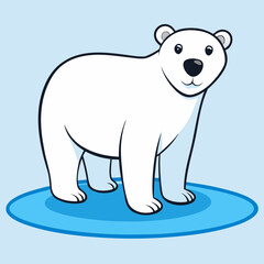 Cute cartoon polar bear standing on an ice floe