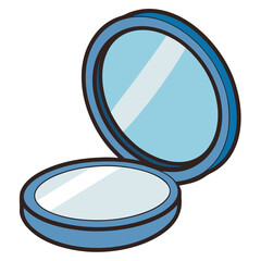 Blue compact mirror with a reflective surface