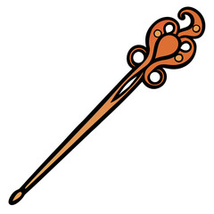Elegant orange hair stick with ornate swirling design