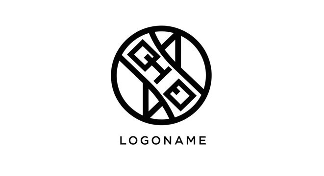 Minimalist geometric circular logo design with an angled rectangle and custom typography