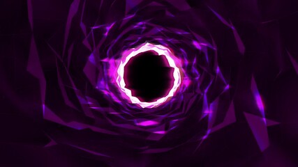 Futuristic abstract animation of glowing purple vortex tunnel with rotating energy waves. Sci-fi digital light motion, dynamic neon swirl effect. Technology, space travel, and virtual dimensions - Powered by Adobe