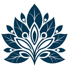 Elegant dark blue abstract floral motif with white accents