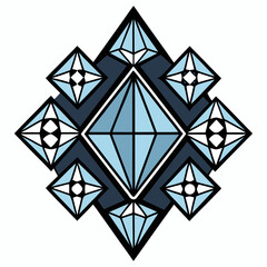 Abstract geometric diamond pattern with blue and dark blue hues