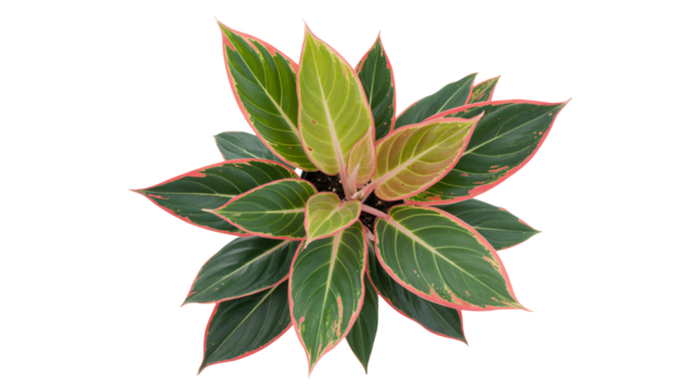 Vibrant Aglaonema plant with striking pink-edged green leaves, perfect for modern home decor and botanical projects.