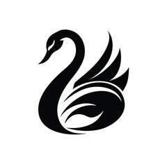 Abstract art form of a graceful black swan