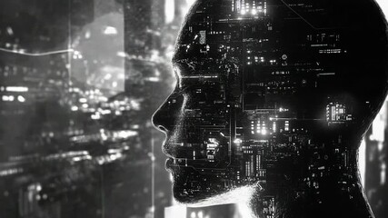 Artificial intelligence human profile processing data in digital city - Powered by Adobe