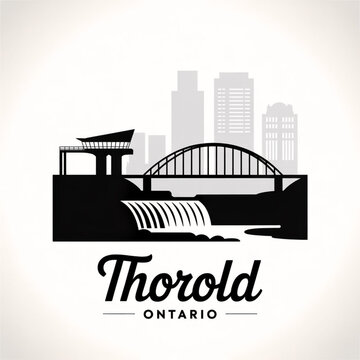 &lrm;Thorold Ontario Skyline Silhouette &mdash; A Canadian Canal City with Industrial Heritage Vector Illustration
