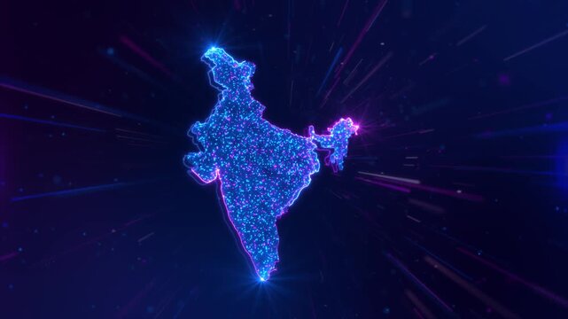 Map of Digital India country Concept, India Map abstract lines technology background, High-tech digital India map. circuit board artificial intelligence. digital infrastructure, data visualization