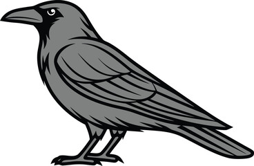 Crow Illustration Art. Black Crow Drawing. Crow Bird Artwork. Standing Crow Outline. Flying Crow Graphic. Crow Silhouette Design. Realistic Crow Artwork. Crow Animal Illustration. Wild Crow Line Art