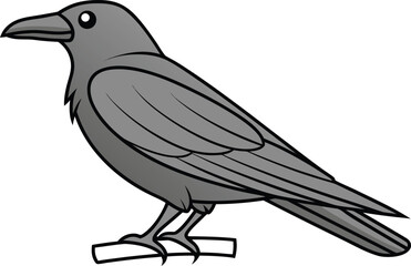 Crow Illustration Art. Black Crow Drawing. Crow Bird Artwork. Standing Crow Outline. Flying Crow Graphic. Crow Silhouette Design. Realistic Crow Artwork. Crow Animal Illustration. Wild Crow Line Art