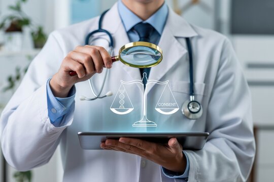 Doctor health law consent medical ethics healthcare magnifier legal medicine dna research analysis