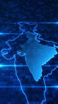 Digital map of India Indian futuristic background. world map, world dots line, global wireframe. 3D Country