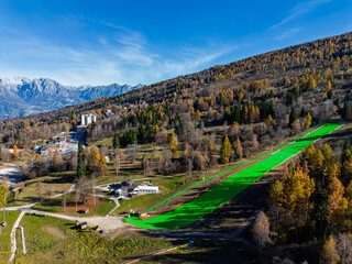 Synthetic sky slope in the Italian alps of Nevegal resort