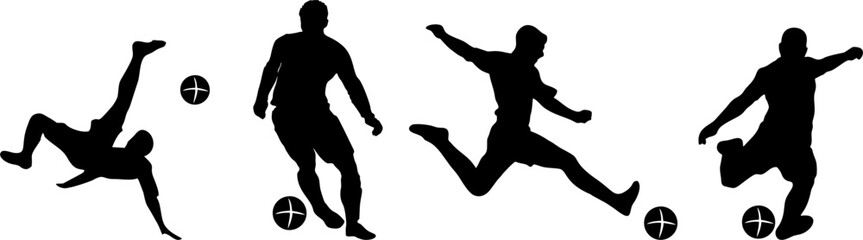 Four Soccer Player Action Silhouettes
