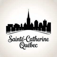 Obraz premium ‎Sainte-Catherine Quebec Skyline Silhouette — Riverside City near Montreal Vector Illustration
