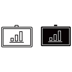 Presentation board showing a bar graph vector illustration