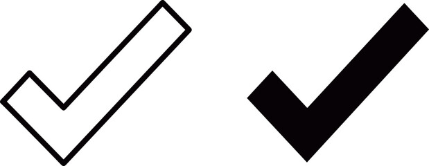 Check mark symbol in outline and solid styles
