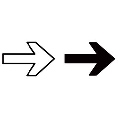 Comparison of a solid and outline arrow pointing right