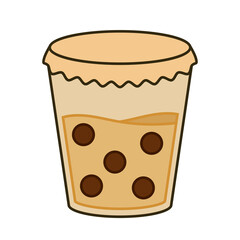 Pearl milk tea isolated on PNG. black pearls is Taiwanese famous and popular drink cup. illustration banner flat design.