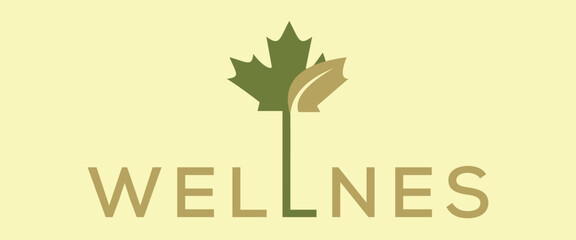 line logo with wellness leaf and beauty concept.