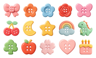 PNG Colorful playful button designs, element set on transparent background