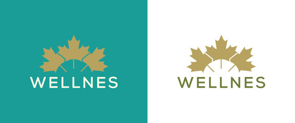 line logo with wellness leaf and beauty concept.