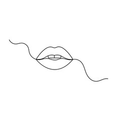 One line minimalist lips kiss vector illustration