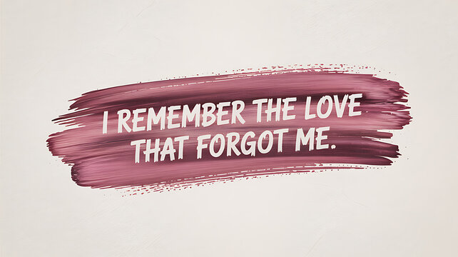 Poignant quote "i remember the love that forgot me" brush stroke art