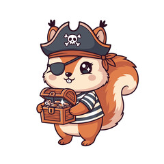 Cute Chipmunk Pirate Character