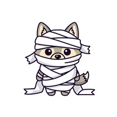 Cute Kawaii Mummy Cat in Chibi Style