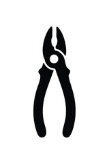 Black Silhouette of a Pair of Pliers - Iconic Hand Tool Vector Graphic Design for Construction, Repair, and DIY Work.