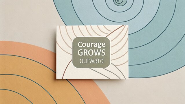 Card with Courage Grows Outward Message and Spiral Design