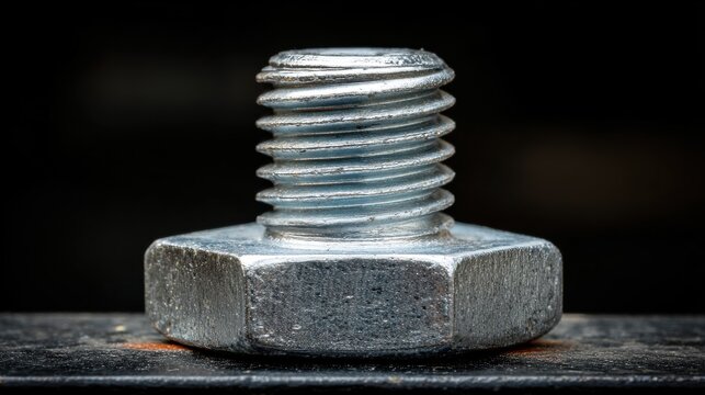 Close up of a metal bolt and nut in sharp focus - Powered by Adobe