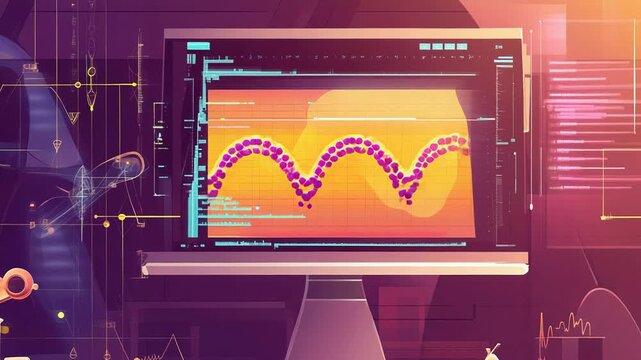 Scientific research data visualization on computer screen