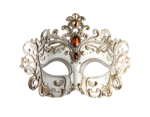 Elegant victorian masquerade mask isolated on white background for costume design and