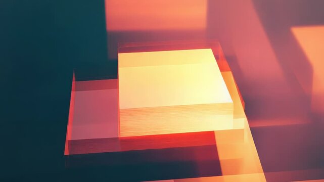 Abstract geometric boxes glowing with warm light