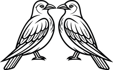 Dual Birds Illustration Set. Pair of Birds Artwork. Twin Birds Outline Collection. Two Birds Line Art. Bird Couple Design Set. Birds Pair Graphic Pack. Birds Duo Outline Art. Elegant Birds Pair Draw