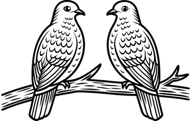 Dual Birds Illustration Set. Pair of Birds Artwork. Twin Birds Outline Collection. Two Birds Line Art. Bird Couple Design Set. Birds Pair Graphic Pack. Birds Duo Outline Art. Elegant Birds Pair Draw