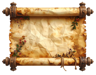 empty scroll of parchment, transparent background