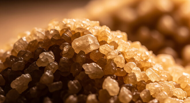 Mixed Brown Sugar Crystals Macro Closeup - Powered by Adobe