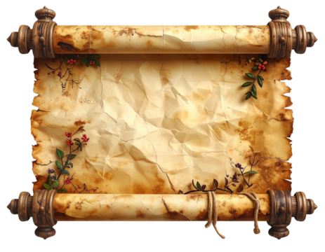empty scroll of parchment, transparent background - Powered by Adobe