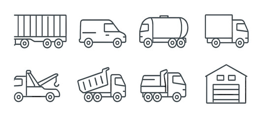 Outlined icons of various commercial vehicles against a gradient background