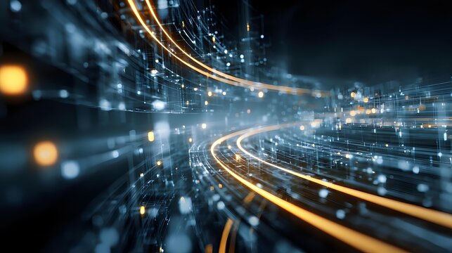 Abstract data stream visualization digital network connection with glowing lines conceptual technology background for presentations and graphic de