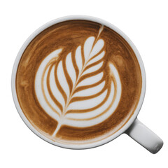Latte art leaf design isolated on a transparent background