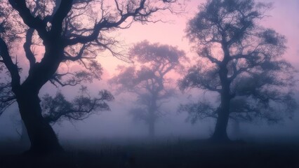 Naklejka premium Misty morning woodland scene