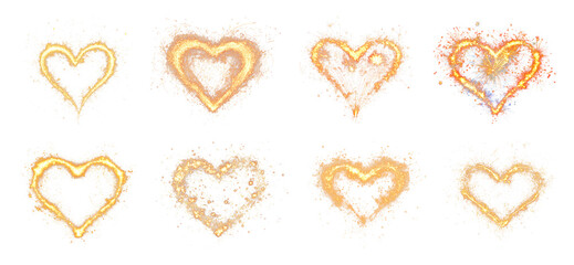 PNG Sparkling heart-shaped fireworks display, element set on transparent background