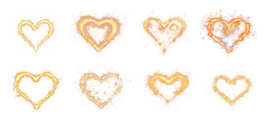 PNG Sparkling heart-shaped fireworks display, element set on transparent background