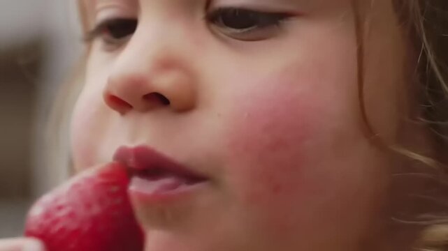 Young child with rosy cheeks.