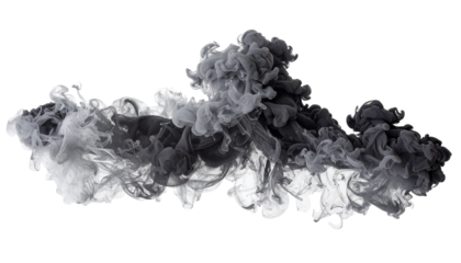 black smoke isolated on transparent background, png