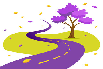 Road to purple tree top